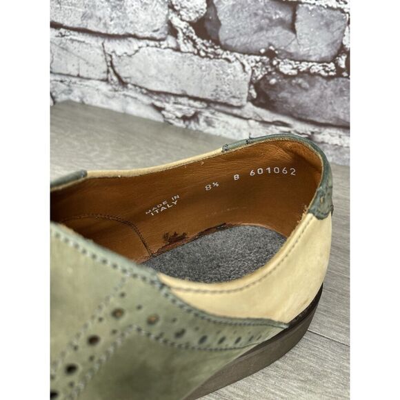 Vibram Gumlite Beige Green Leather Oxfords Brogue Shoes Men Sz 8.5M US/42EU - Picture 8 of 16